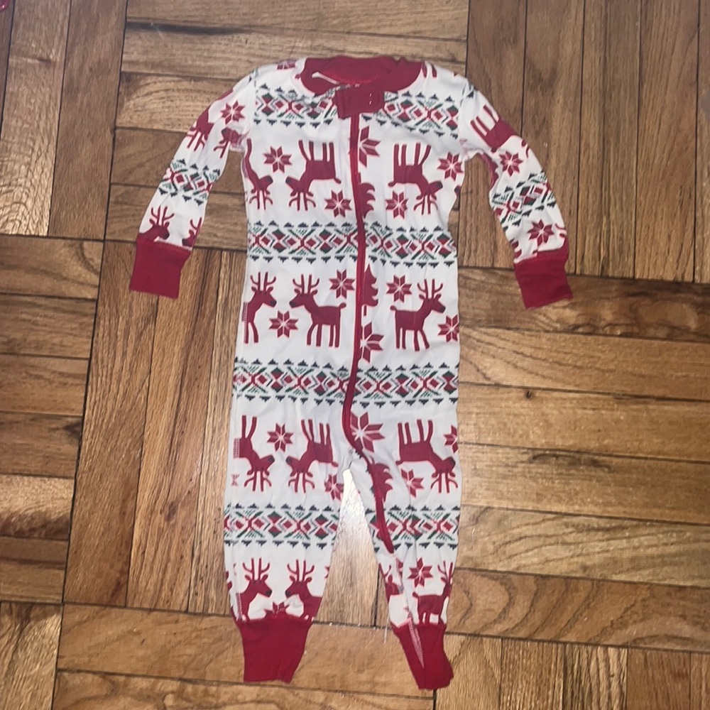 Hanna Andersson Dear Deer Print Baby Zip Up Sleeper Sz 12-18 mos